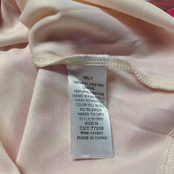 She + Sky Medium Hot Pink White Floral V Neck Balloon Sleeve Knee Length Dress - Picture 11 of 11